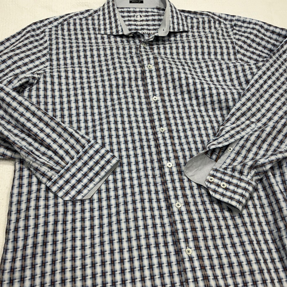 BUGATCHI UOMO Men's Classic Fit Plaid Dress Shirt Long‎ Sleeve Button Down Sz XL - Picture 6 of 7